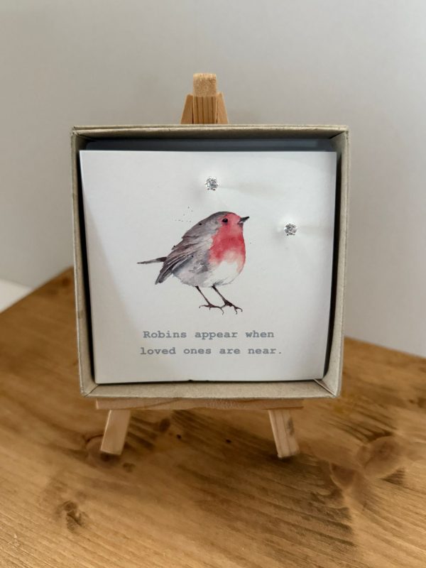 Crumble & Core card with Earrings,  image and text