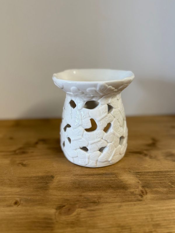 Ceramic Wax Melter Oil Burner in White