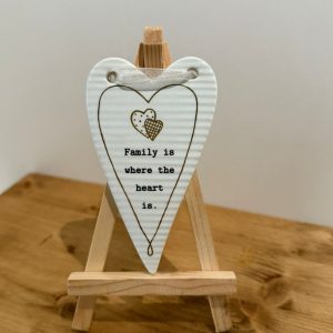 Heart shaped plaque with inscription