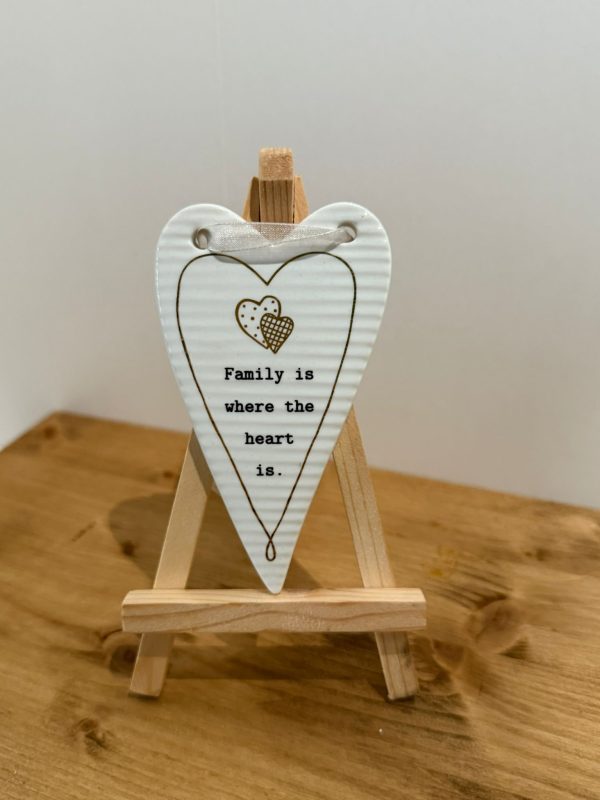 Heart shaped plaque with inscription