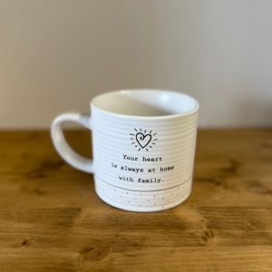 White ceramic textured ridged mug
