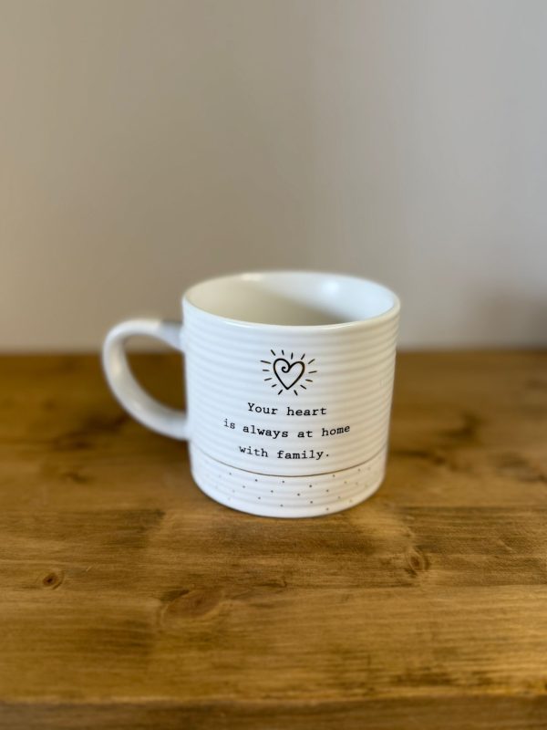 White ceramic textured ridged mug